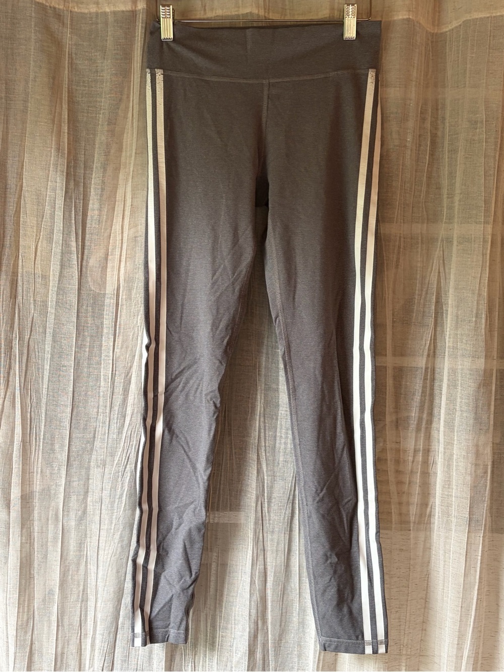 Adidas Climalite Grey 3 Stripe High Rise Leggings Size Small